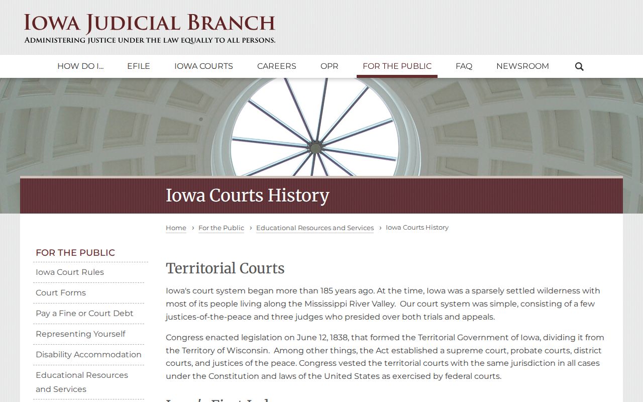 Iowa Courts history page explaining the unified trial court system