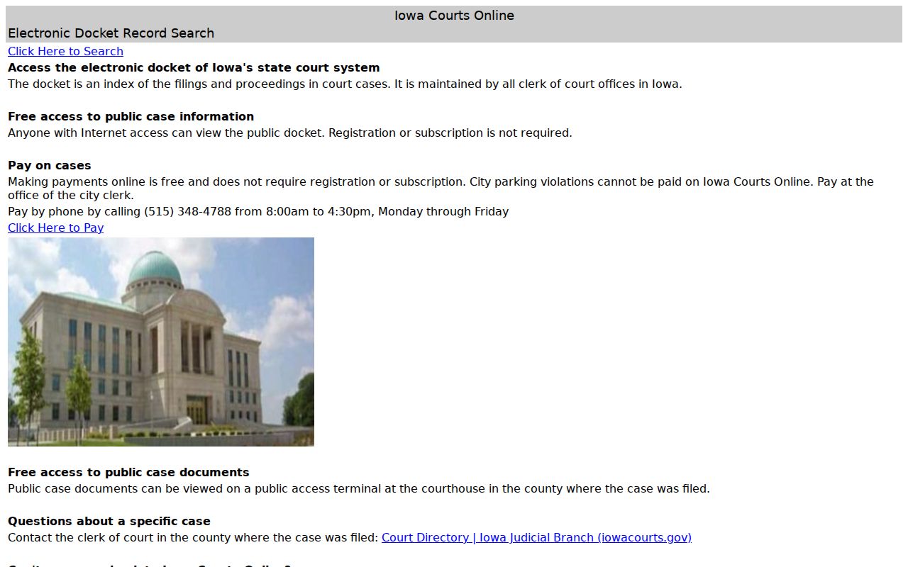 Cherokee County warrant records Iowa Courts Online page